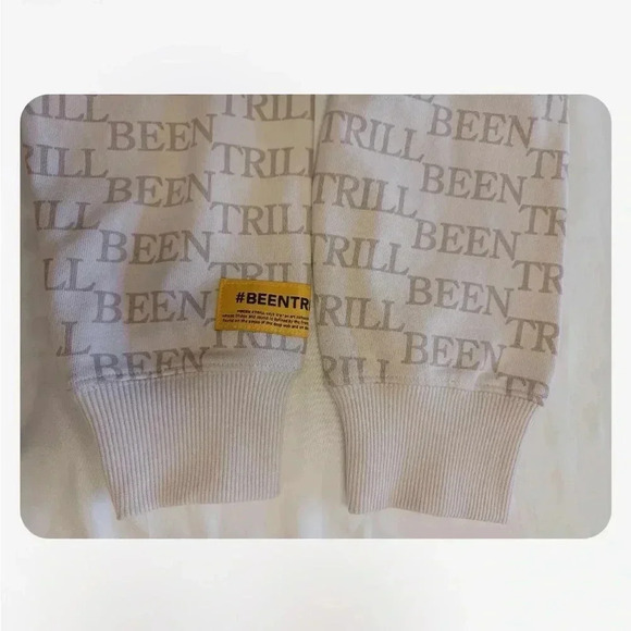 BEEN TRILL NWT Long  Sleeve Monogram Beige Off White Sweater Size Medium - Picture 8 of 10